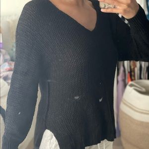 Black high-low sweater